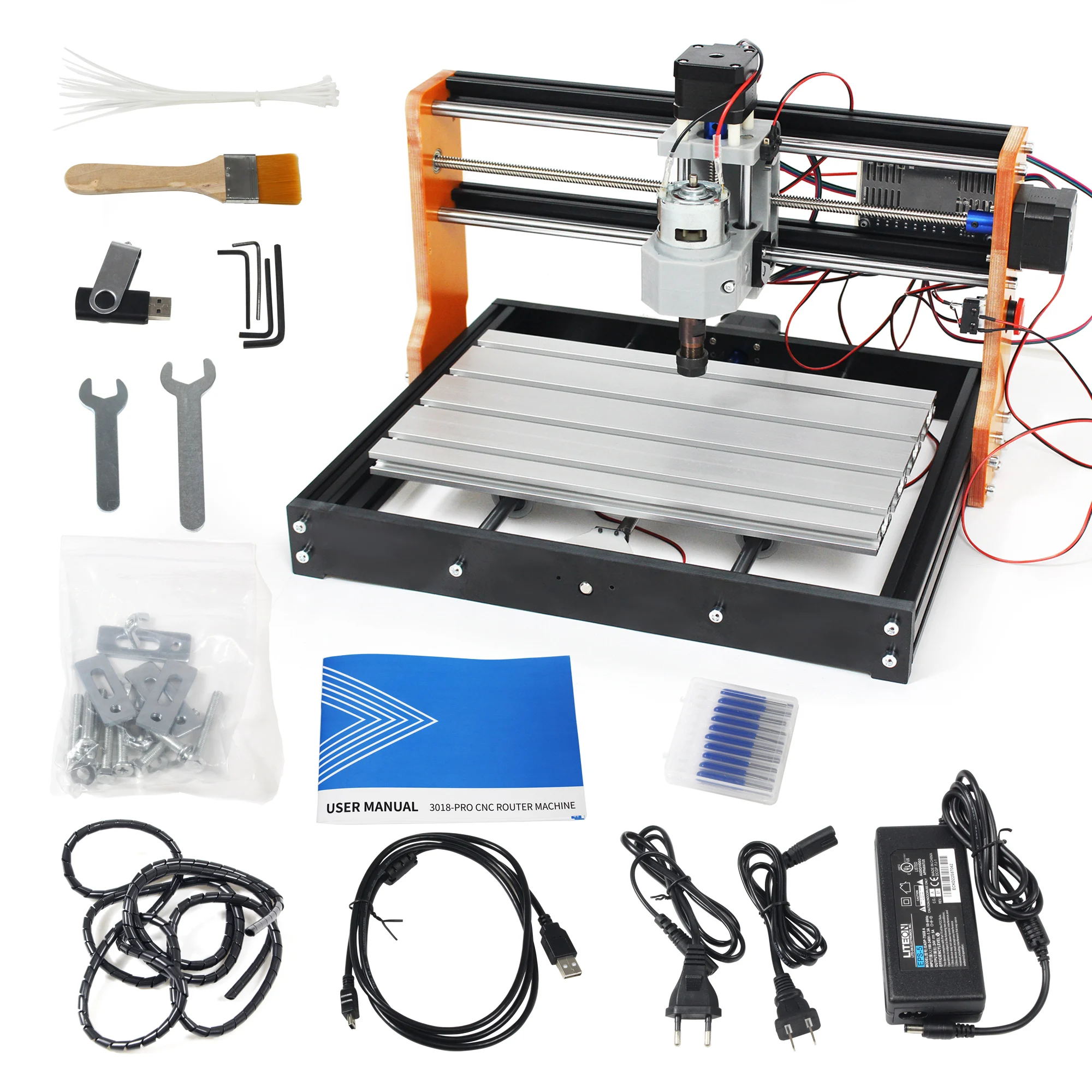 

Mini DIY 3 Axis 3018 Pro CNC laser engraving Milling machine + Emergency Stop + Limit switch + 5.5W 10W 15W Laser