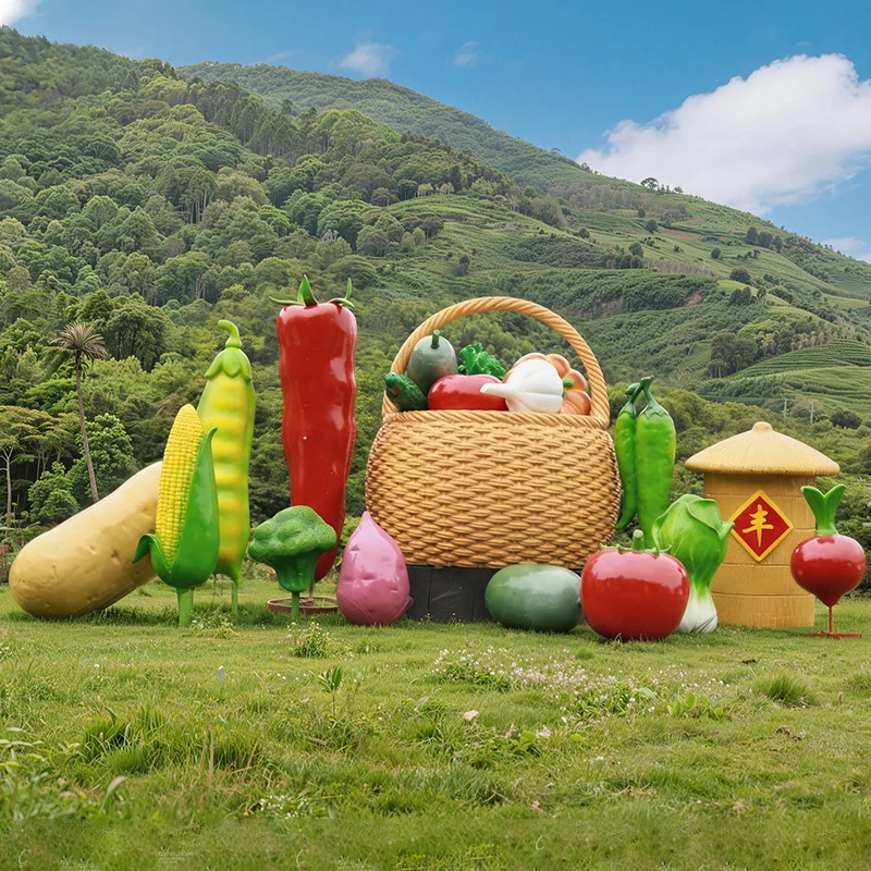 Simulation fruit and vegetable outdoor fiberglass sculpture garden landscape courtyard farm strawberry cabbage pepper ornament