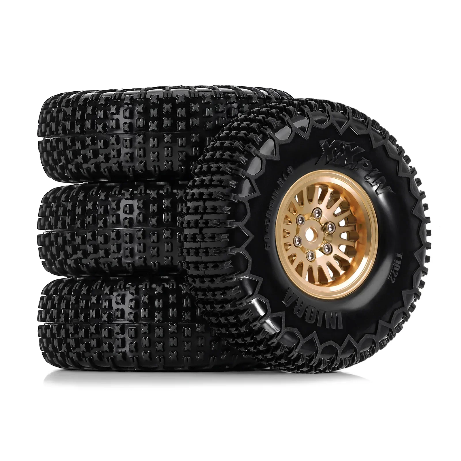 1.0 XHX Pin Tires with 1.0 Plus Beadlock Brass Wheels Combo for 1/18 1/24 RC Crawlers