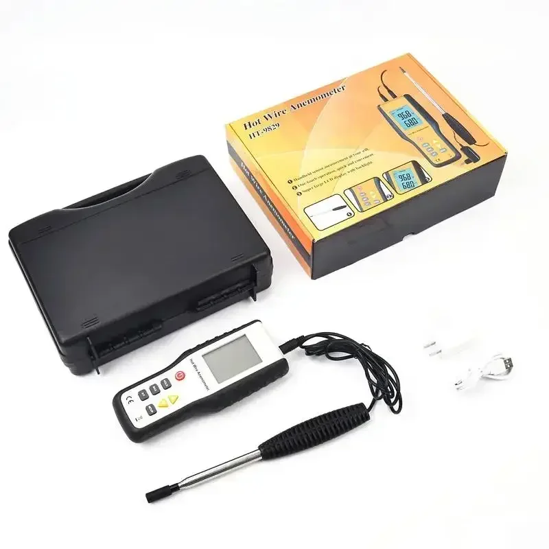 Hti HT-9829 цифровой портативный измеритель скорости ветра высокая чувствительность термоанемометр с горячей проволокой измерительный прибор