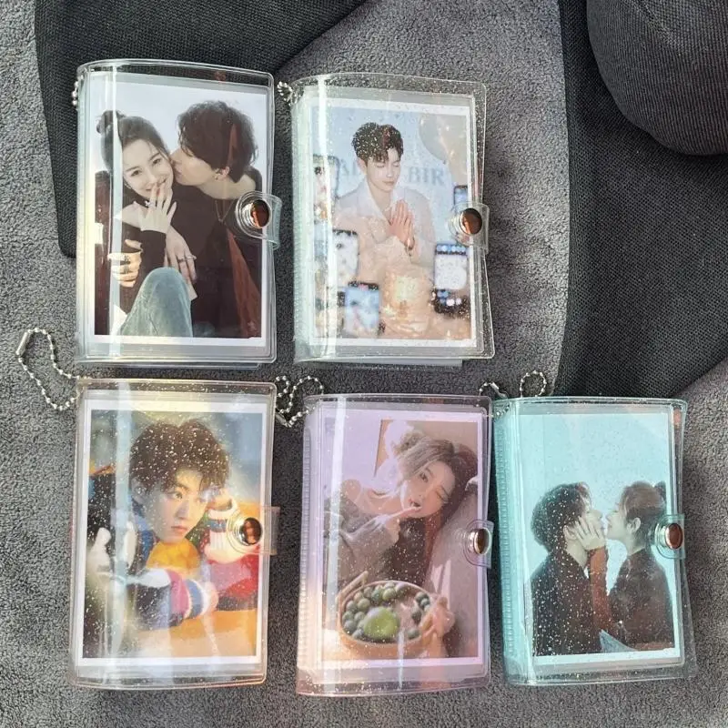 Mini Holds 28 Photos Album Shiny Transparent 3-inch Star Chasing Small Photo Card Storage Portable Card Bag