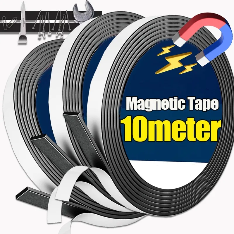 10/1 m selbstklebendes Magnetband, schneidbar, für Kühlschrank, Wandposter, DIY-Befestigungsbänder, für Zuhause, multifunktionale Magnet-Aufbewahrungswerkzeuge