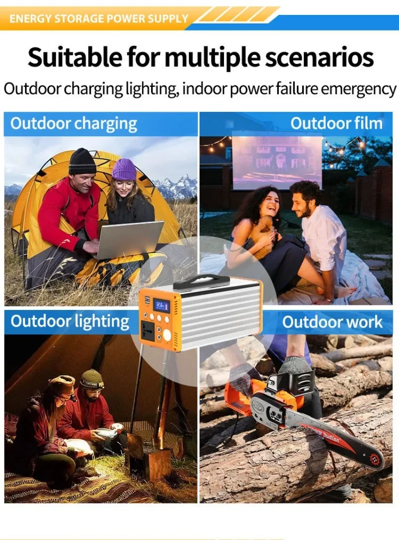 Portable Power Station 200W 300W 500W Emergency Mobile Power Bank 220V/110V AC DC LED Display Outdoor Camping act of rescue