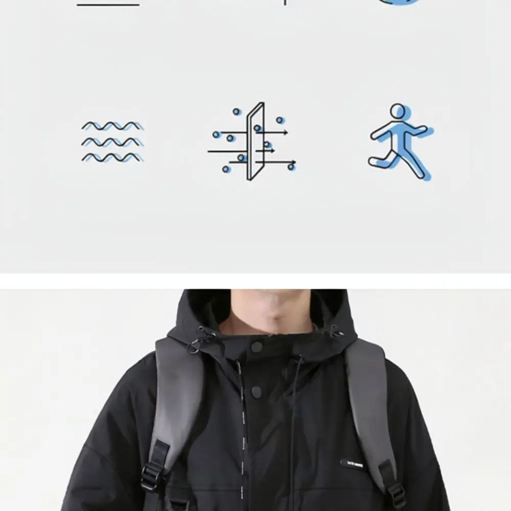Casual Mens Tactical Windbreaker Jacket Hooded Waterproof Cargo Coat Outdoor Sportswear Spring Autumn Winter Fashion