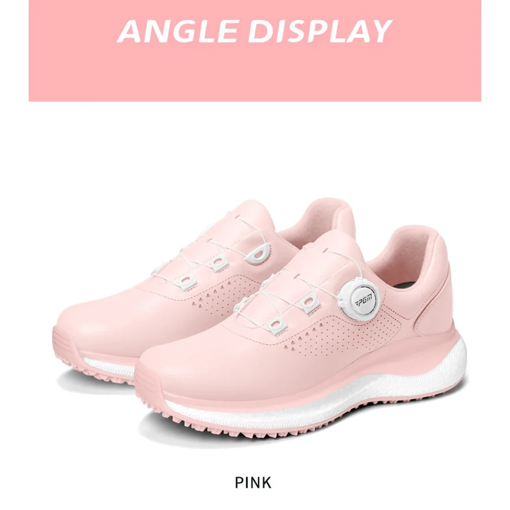 PGM XZ444 Damen Komfortable Weichsohlen-Golfschuhe mit Rutschfester Sohle, Wasserdichte Golf-Schuhe mit Knopfschnürung für Frauen – Detail 3