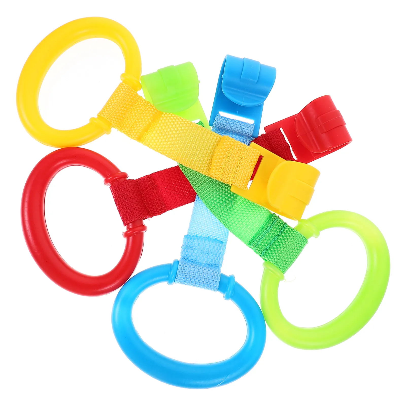 

8Pcs Bright Color Crib Stand Up Rings for Babies Learning to Stand Walk Pull Ring Training Tool Nursery Bed Hand