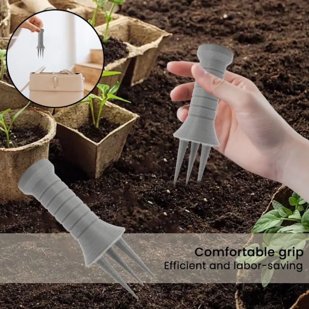 

Portable 3 Spikes Hand Tiller Garden Tool Ergonomic Grip Storage Hole Flower-growing Tools Lightweight Plastic Manual Tool Yard