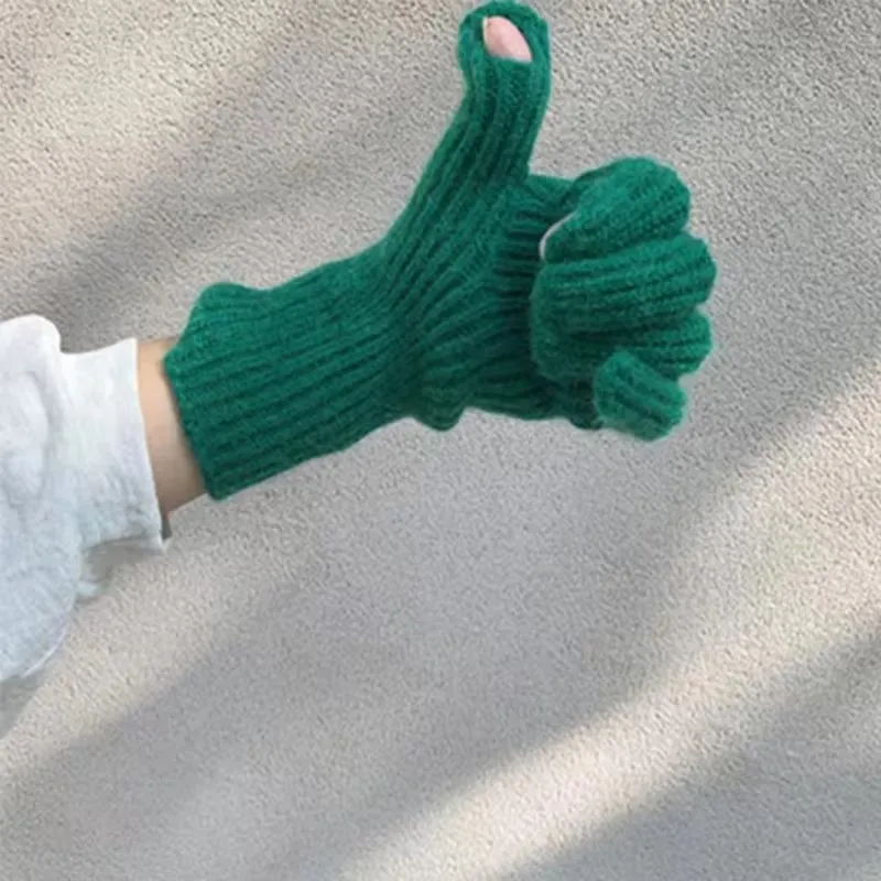 New Touch Screen Gloves for Playing Phone Women Winter Thicken Warm Knitted Stretch Gloves Full Finger Outdoor Skiing Gloves Y2K