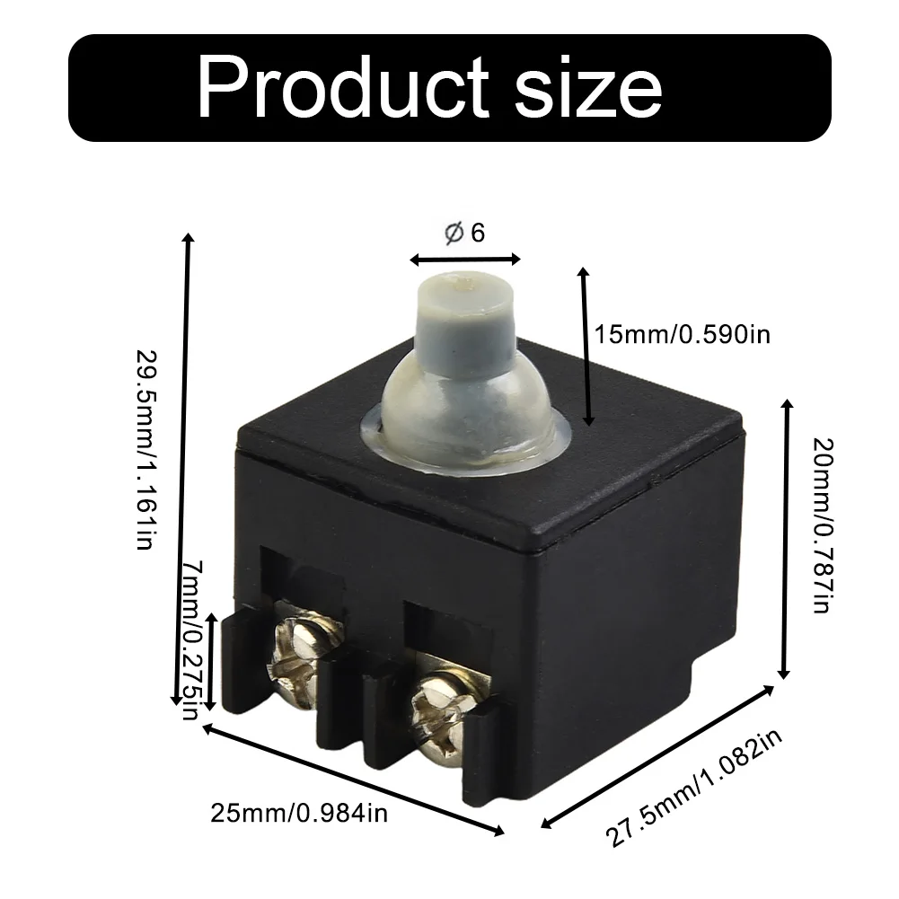 2PCS Angle Grinder Switch Black Plastic Casing Push Button Switch 250V 6A Replacement 100mm Angle Grinder Broken Accessories