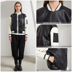 2024 spring and autumn colored leather clothes women's casual baseball clothes loose women's jacket spring and autumn coat women