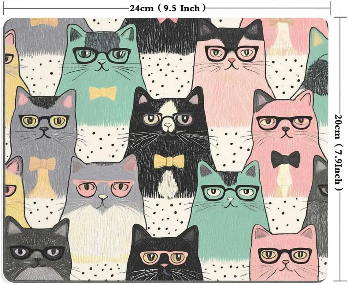 Mouse Pad Custom Rectangular gaming mouse Pingpi Funny Hipster Cute Cats Wear Sunglasses 9 5 X 7 9 Inch
