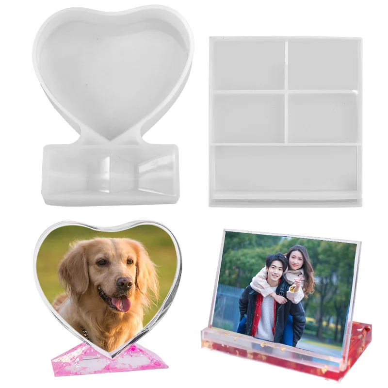 Love Heart Square Photo Frame Epoxy Mold For DIY Craft Resin Decorative Craft Jewelry Making Mold Silicone Mould Accessories