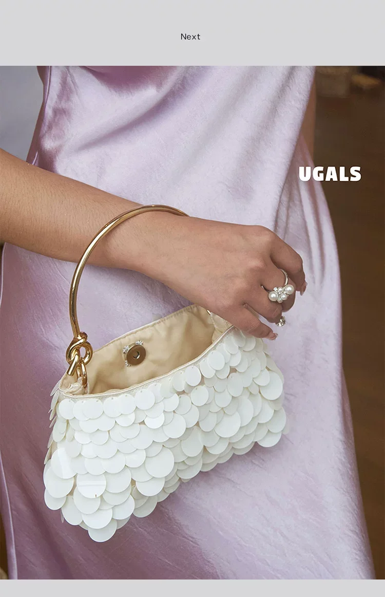 Shell Woven Handmade Square Bag Luxury Metal Handle Women Handbag Fashion Clutch Purse For Wedding Party Female Evening Bag