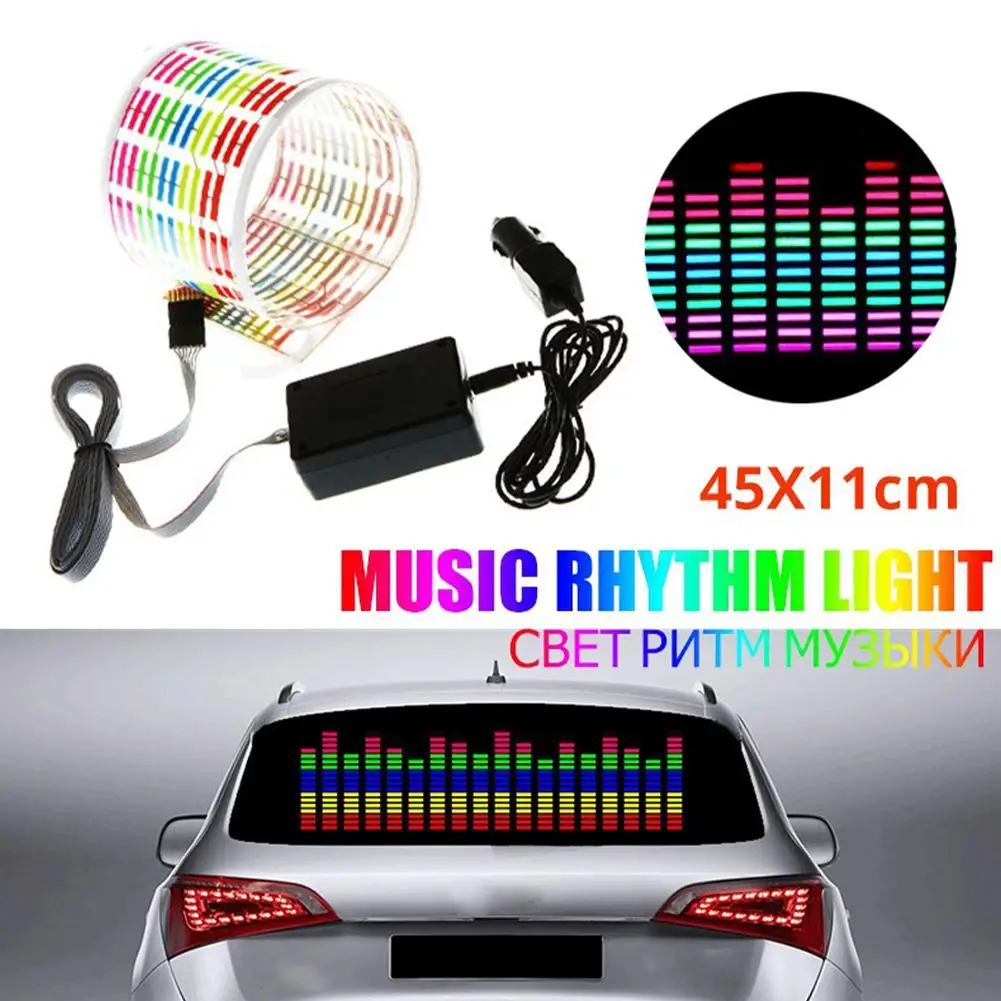 Car Rear Window Sticker LED Sound Activated Equalizer Music Flash With EL Control Rhythm Lamp Box Light Car Neon L9P6