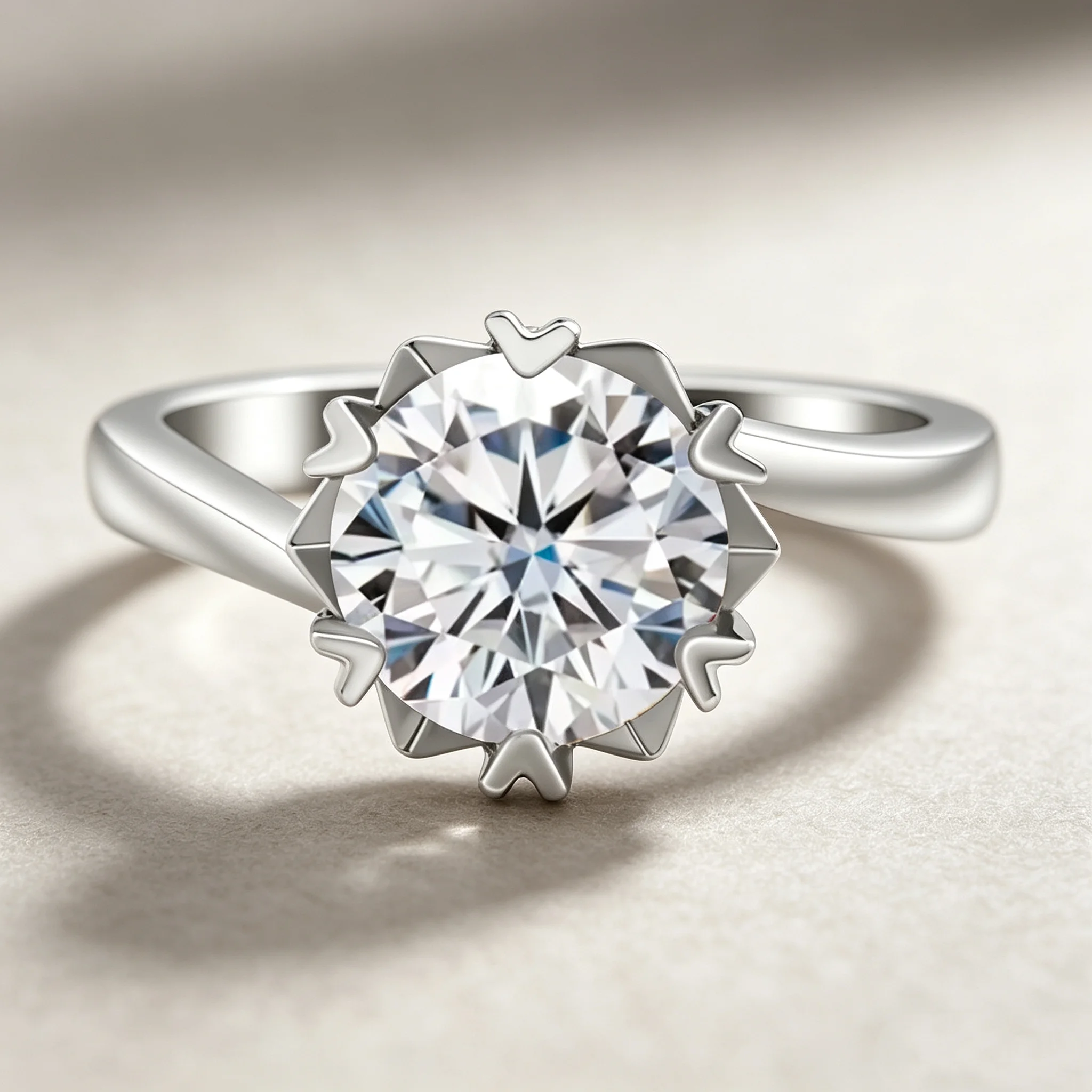 2ct 8mm Moissanit-Ring für Charmante Damen, Solitär-Ring für Frauen, Verlobungs-, Versprechen- und Ehering, Edles Schmuckstück als Geschenk