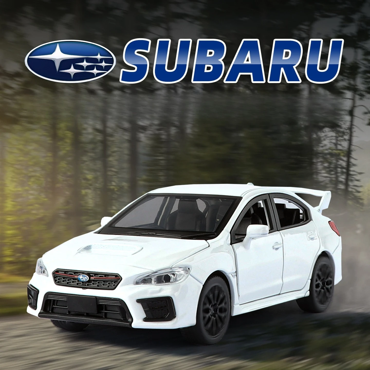 Simulatie 1:30 Subaru WRX STI Racewagen Model Pullback Geluid Licht Legering Diecast Jongen kinderen Speelgoed Voertuig Gift collectie