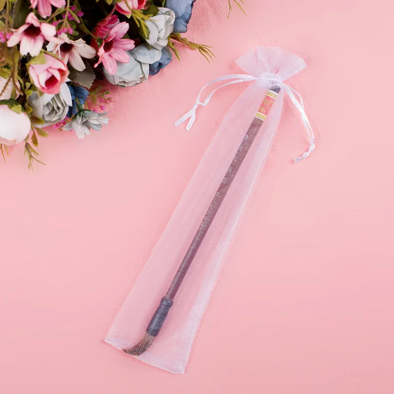 500pcs/lot Wholesale 6*26cm Long Strip White Organza Drawstring Bags Pouches Gift Packaging Bag
