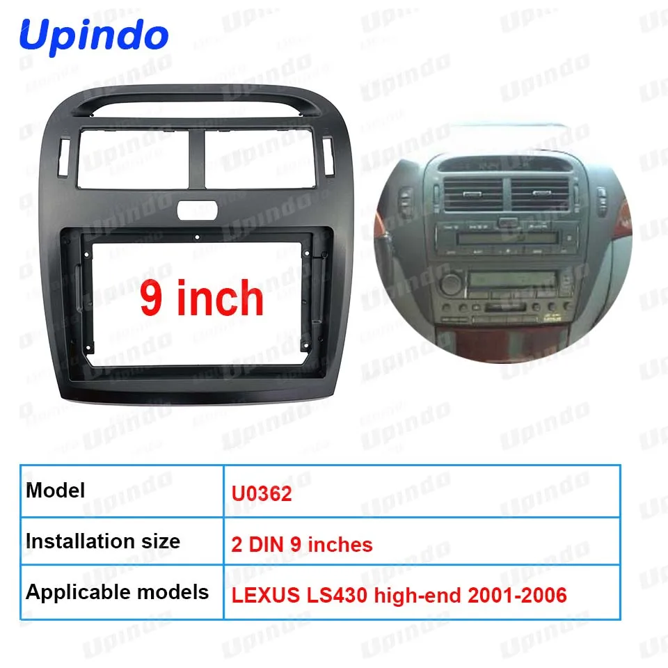 Upindo 9 Inch Android Car Stereo DVD GPS MP5 Panel Frame for LEXUS LS430 High-End 2001-2006, Double Din Dash Mount Kit