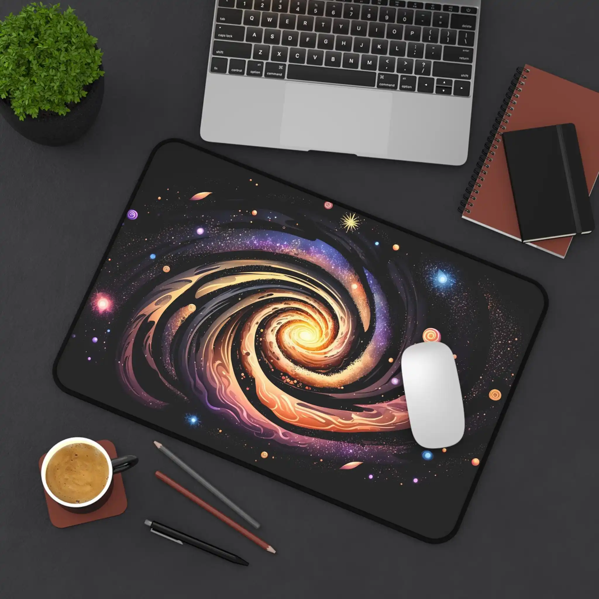 Spiral Galaxy Desk Mat, Space Mouse Pad, Astronomy Desktop Decoration, Nebula Galaxy Office Accessories Kawaii Desk Pad XXL