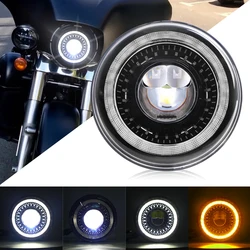 7 inch Led Headlights For Motorcycle 7'' LED Headlight H4 DRL Angel Eyes For Harley Honda Yamaha jeep Motorcycle Lada Niva urban