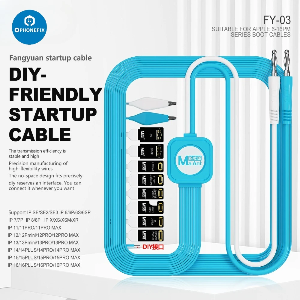 

MaAnt FY-03 Стартовый кабель Точная посадка Готовый к использованию Мягкий материал Зарезервированный DIY Интерфейс Поддержка IP6-16PM Шнур питания для ремонта телефона