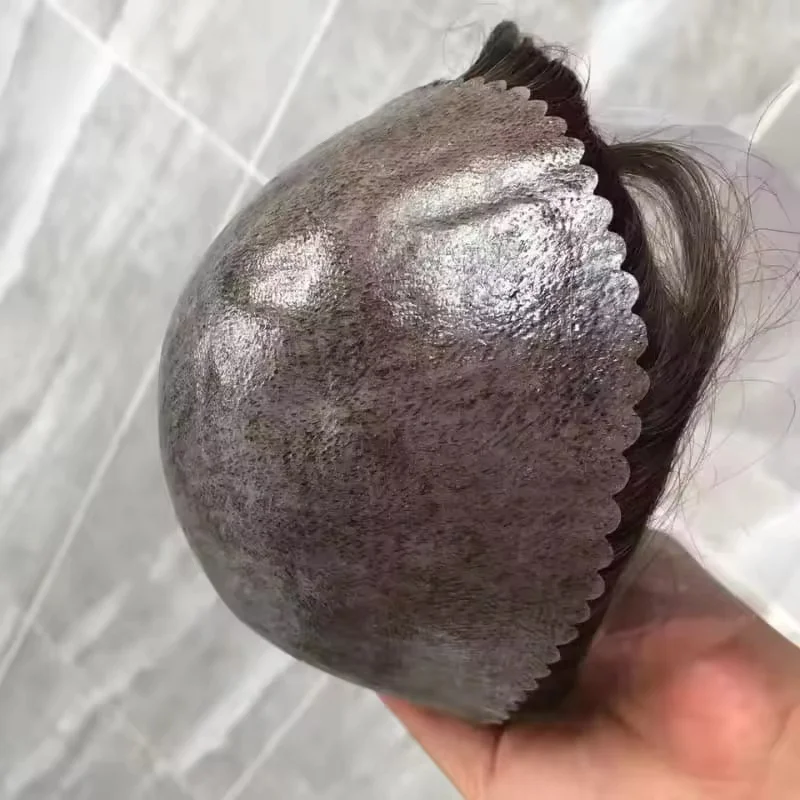 شعر مستعار ميكروسكين للرجال 0.1 ملم خط شعر طبيعي # 1ب # 1B20 # 1B80 حقن غير مرئي أسود رمادي 30 مللي متر موجة شعر الإنسان الذكور الرجال الشعر المستعار