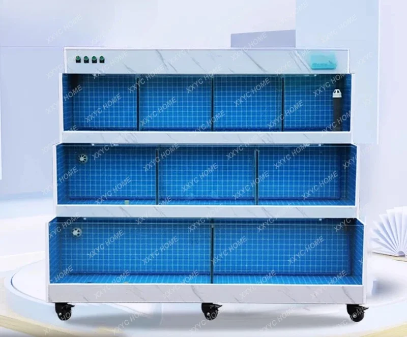 AACustomized Seafood Pool Refrigerator Integrated Fresh Supermarket Commercial Shellfish Seafood Fish Pool Glass Fish Tank