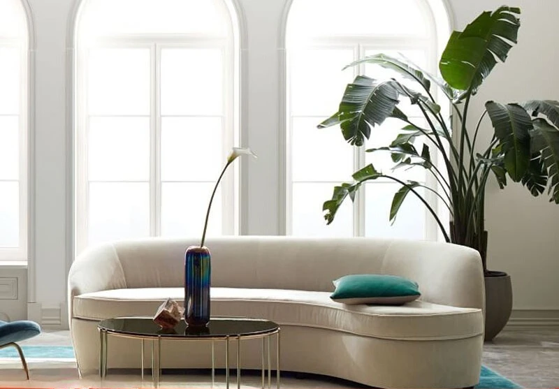 Studio arc-shaped personalized leisure living room office three-person fabric sofa