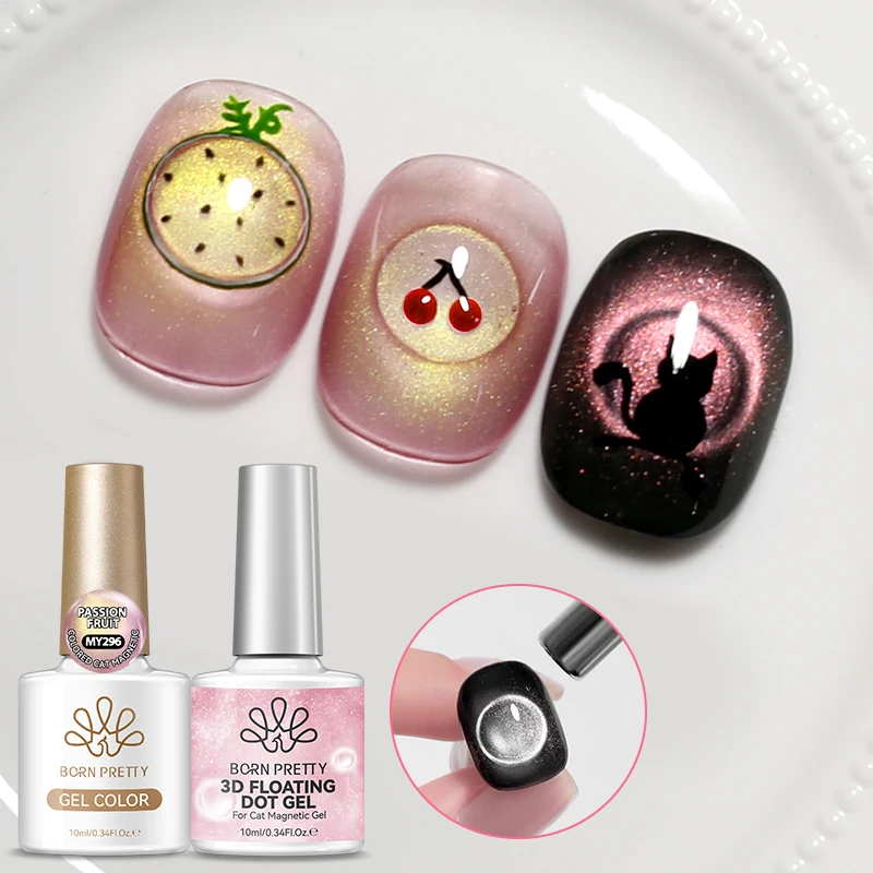 BORN PRETTY 1/2PCS 3D Floating Dot Gel Nail Polish for Cat Magnetic Nail Gel Beginner 10ml Clear Lustrous Painting Gel Manicure