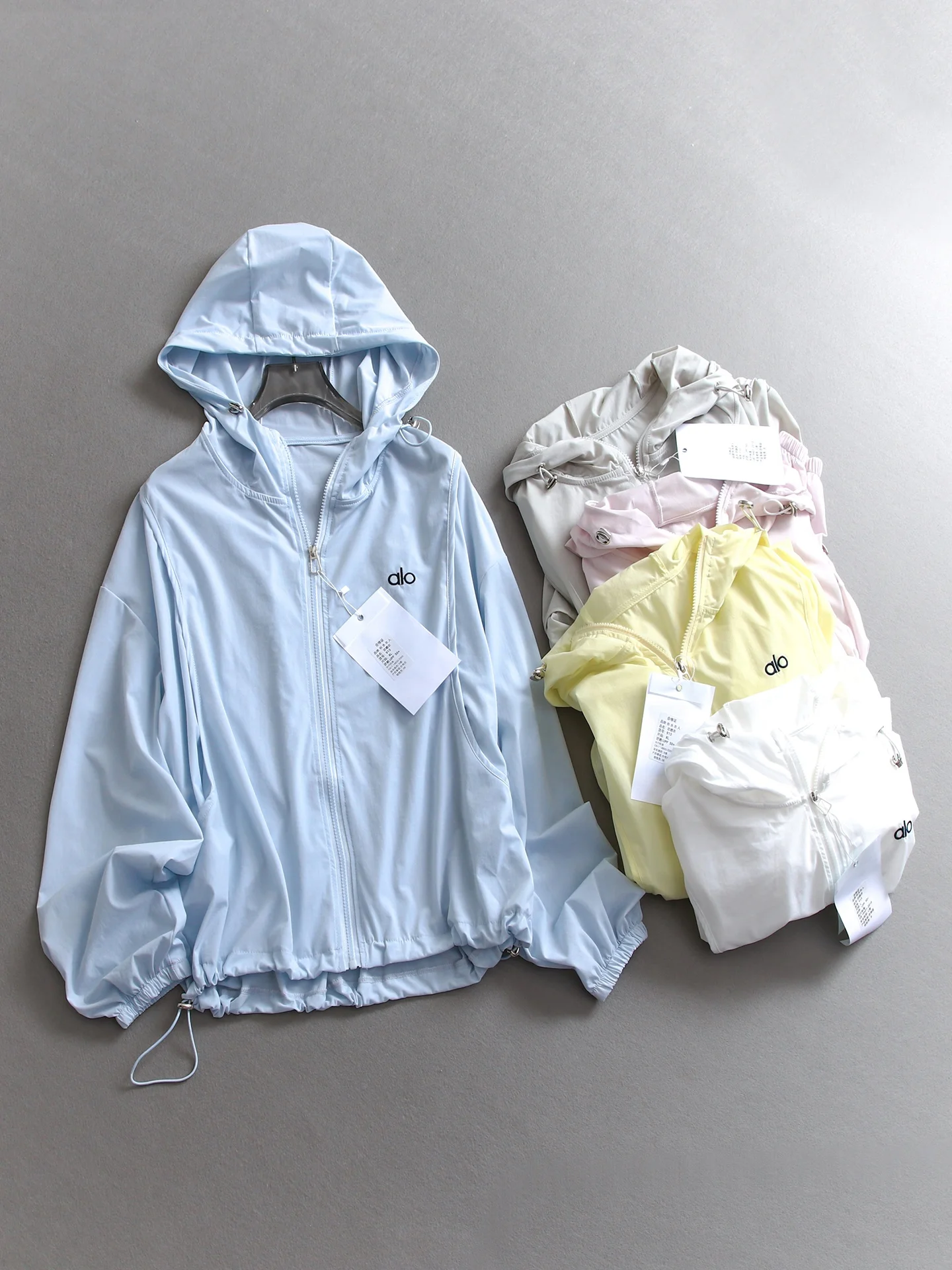 

Lightweight Breathable Long Sleeve UV Protection Embroidered Letter Hat Jacket Women's Outerwear Casual Style Polyester Fiber
