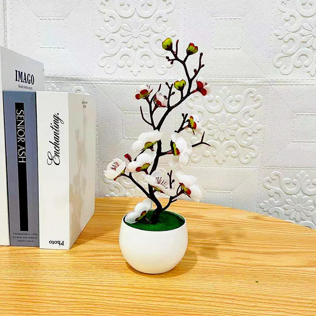 1szt Sztuczne rośliny doniczkowe Symulowany kwiat śliwy Plastikowe bonsai Wystrój domu Dekoracja biura Dekoracja ogrodu 30cmx11cm