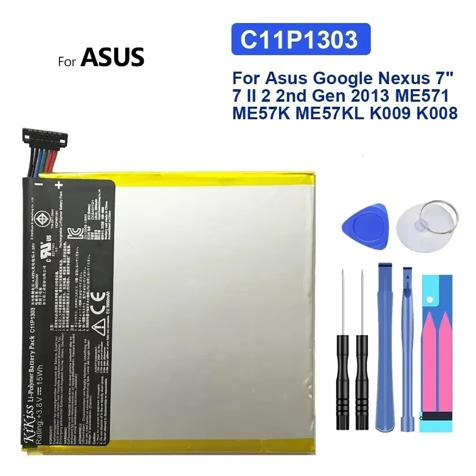 

Сменный аккумулятор 3950 мАч C11P1303, Аккумулятор Asus Google для Nexus 7 "7 II 2 2Nd Gen 2013 ME571 ME57K ME57KL K009 K008
