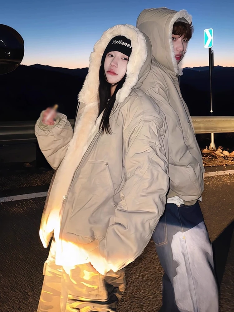 클린핏 남성용 후드 자켓 퍼 칼라 안감 있는 면 코트 가을 및 겨울용 따뜻한 캐주얼