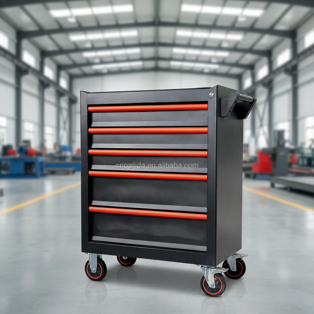 

5-Drawer Steel Heavy-Duty Tool Cabinet With Rolling Wheels Customizable Auto Repair Workbench Storage Cart Tool Trolley