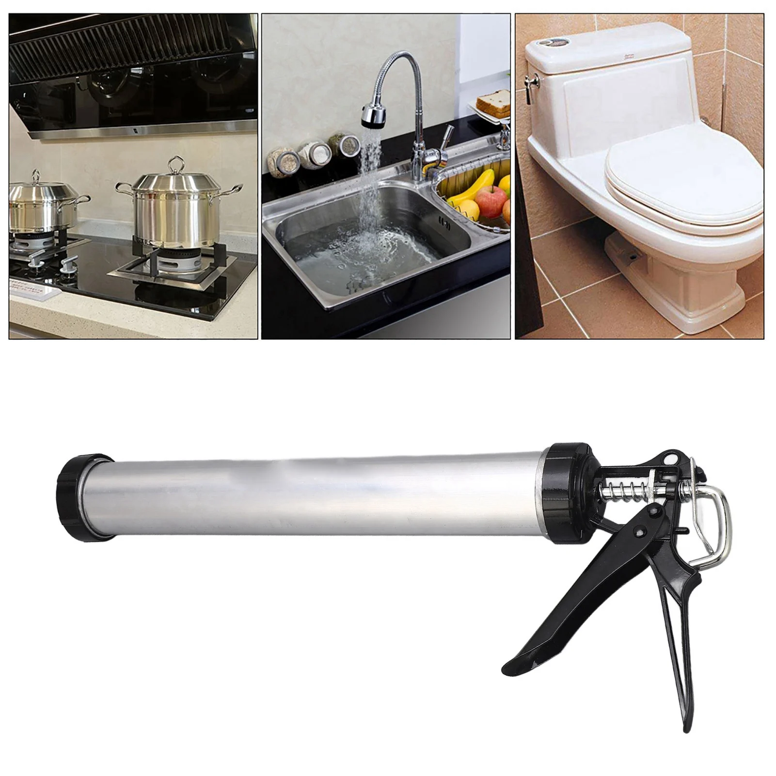 Air Caulking gun Aluminum Tube Silicone Caulking Gun 600ml Caulk Tool with 10 Nozzles - view 6