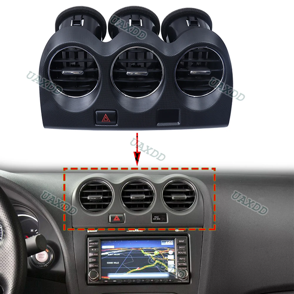 Fascia Frame Panel Kit Emergency Switch Car Air Conditioner Vent For Nissan Altima 2007-2012 Texturing grille outlet equipment