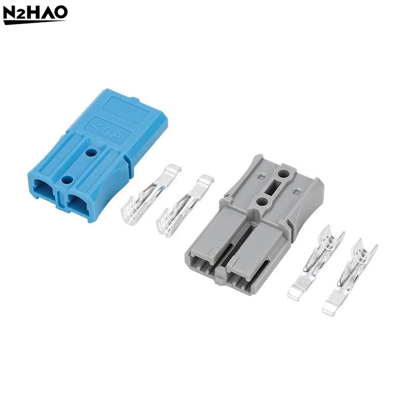 2Pcs/Set  -20°C~105°C 40A 600V Large Current Power Connector Amp Plug Terminal Forklift Battery Connector Wire Cable Connectors