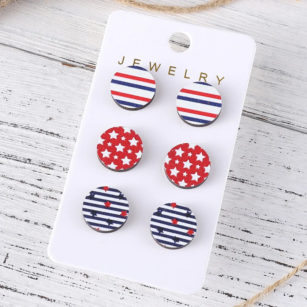 Wholesale Jewelry for Resale 2026 Independent Day Wood Stud Earrings Collection Women Trend Jewelry