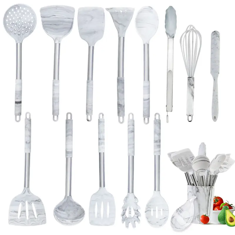 Kitchen Utensils With Non-Stick Stainless Steel Handles 15 Piece Silicone Cookware Kitchen Utensils Set