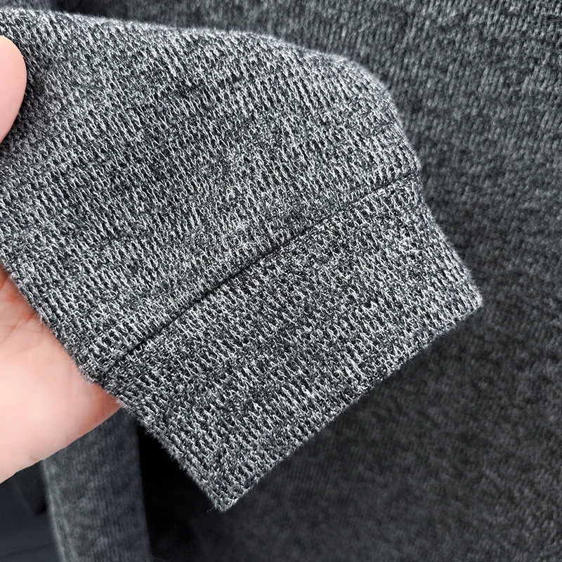 Man High-End Long Sleeves Knitwear Fleece-Lined Thickened Round Neck Jacquard Winter New Pullover Business Casual Men's Clothing