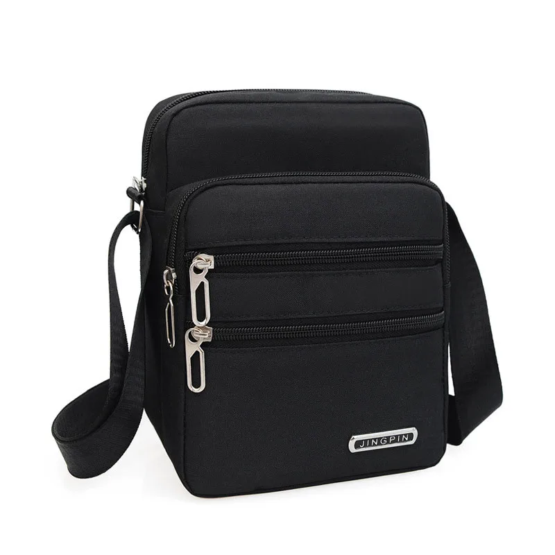 Bolso de hombro de nailon para hombre, bandolera informal, resistente al agua, ligero, color negro