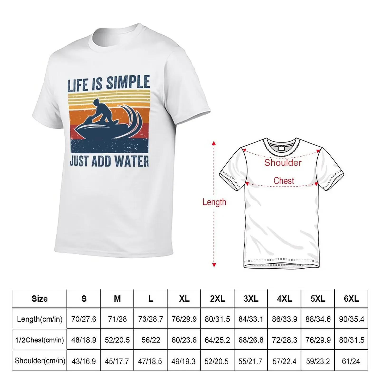 New Life is Simple Just Add Water, Funny Jet Ski Lover Vintage Retro T-Shirt summer tops men clothings