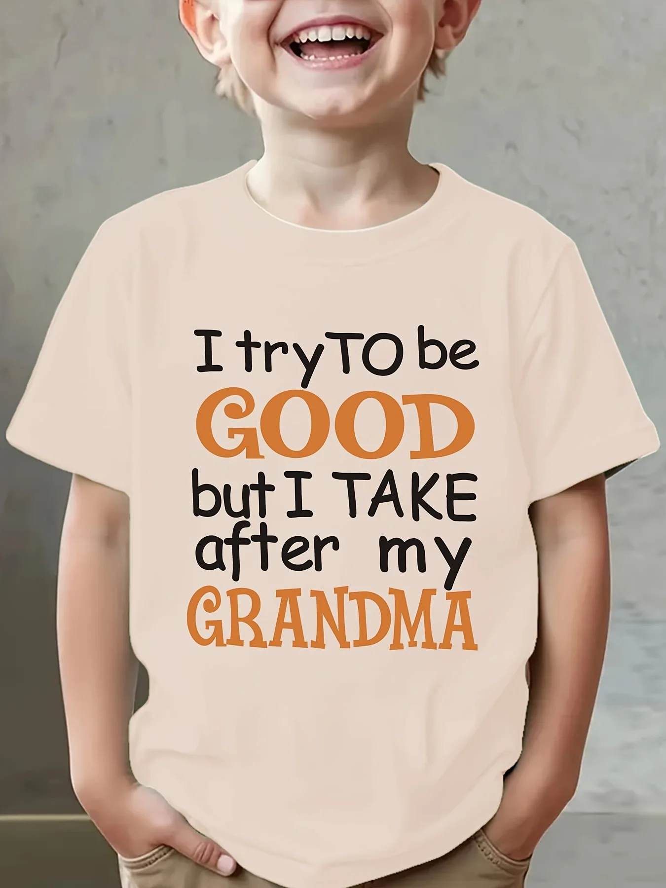 DX2832‑Boys‑Summer‑I‑TRY‑TO‑BE‑GOOD‑BUT‑I‑TAKE‑AFTER‑MY‑GRANDMA‑Funny‑Letter‑Print‑Crew‑Neck‑Short‑Sleeve‑Casual‑Kids‑T‑Shirt