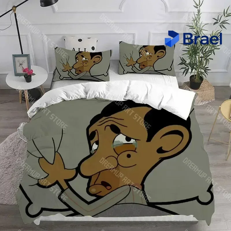 Exquisite 3D Mr. Bean Animated Series Bedding Sets Comforter Quilt Bed Cover Duvet Cover Pillow Case Sets Bedroom Home Textiles
