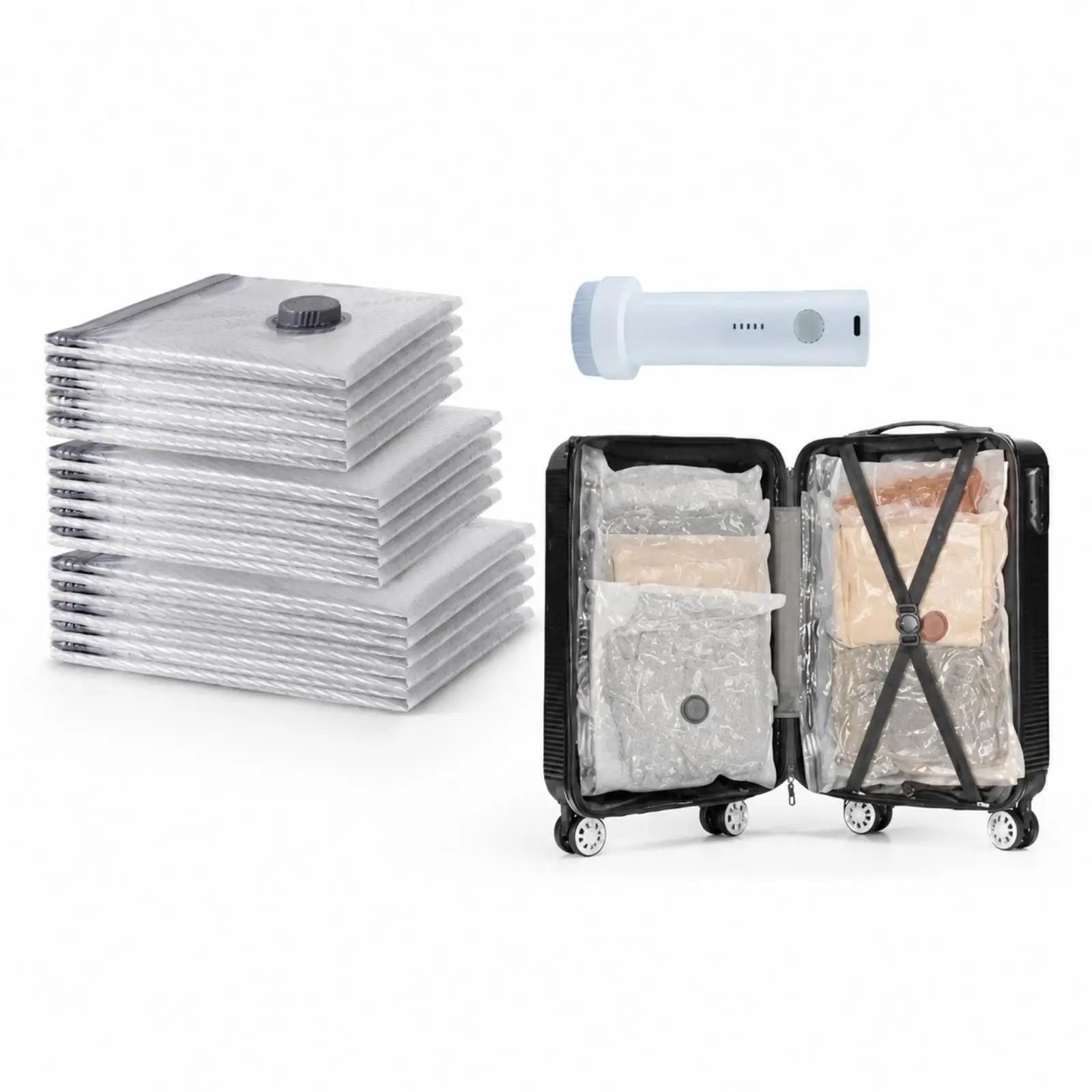 Travel Storage Sack Heavy Duty Vacuum Bags for Clothes with Honeycomb Pattern Space Saving Luggage Compression Bag for Travel