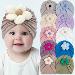 Antumn-gorro de flores para bebé y niña, gorro cálido para recién nacido, gorros de turbante para niño pequeño, accesorios para el cabello, regalos, 1 piezas