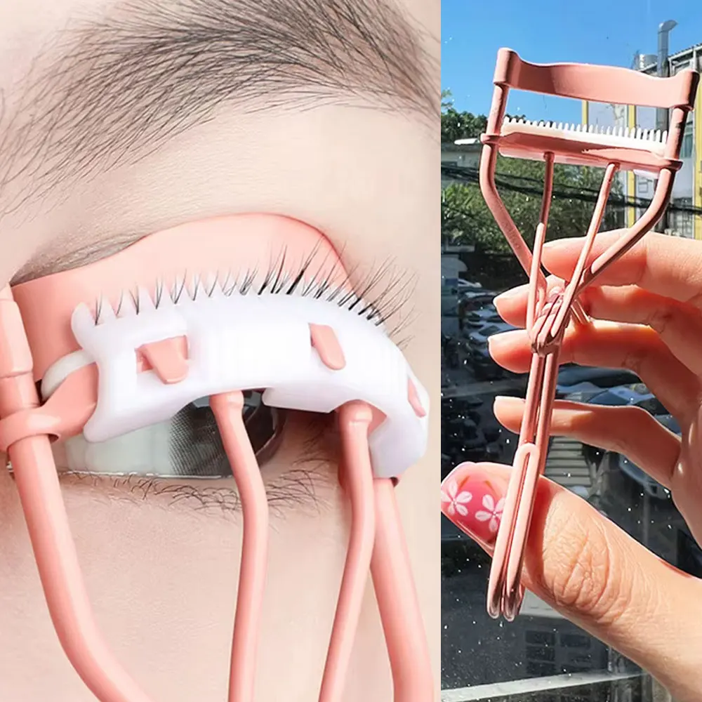 Silicone Eyelash Curler Comb for All Eye Shapes Lash Lift Clip Eye Makeup Tool with 1 Refill Pad-Easy to Use Lash Curling Device