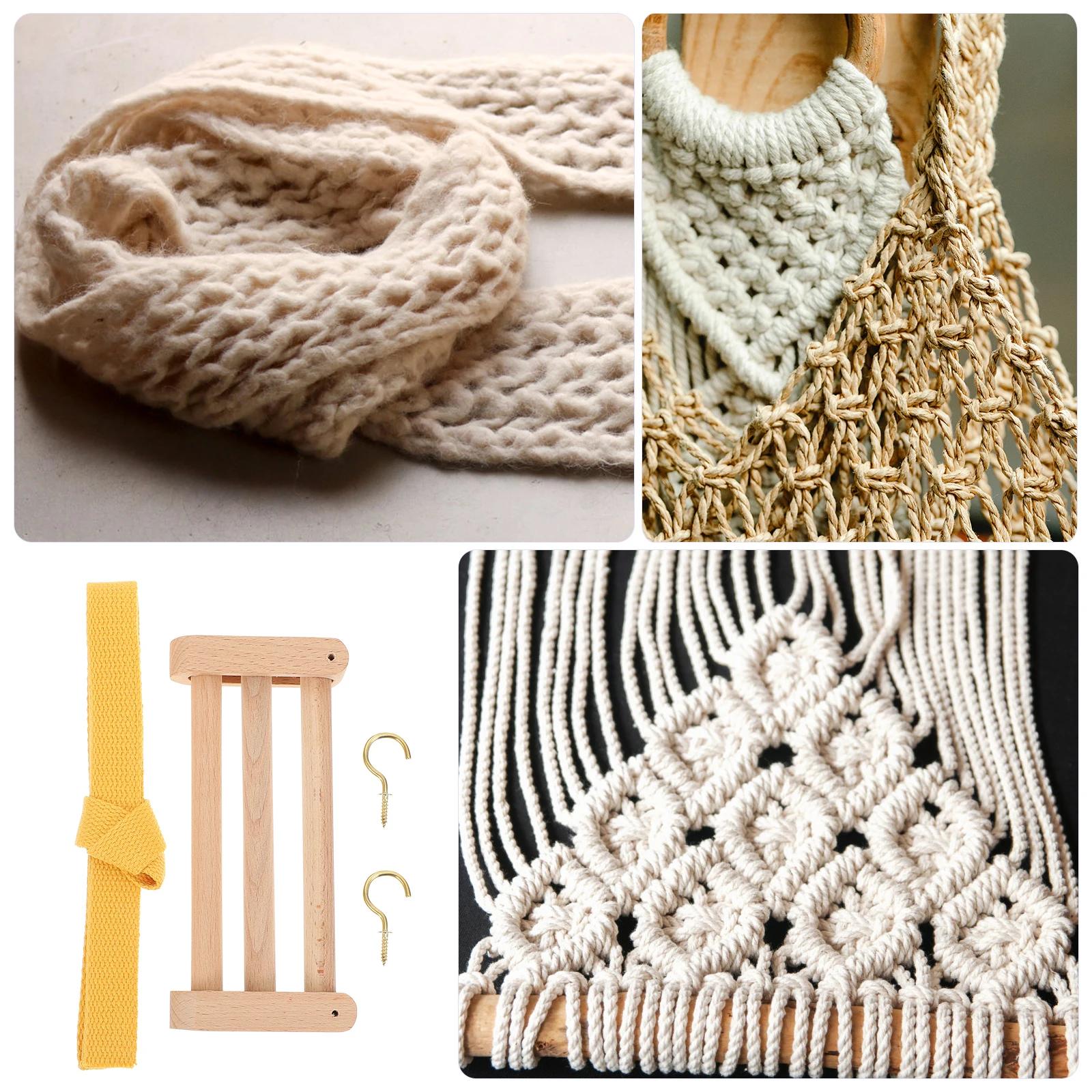 

Portable Fixator Yarn Weaving Holder Kit Simple Operation DIY Knitted Tools Thread Storage Wooden Frame H Set