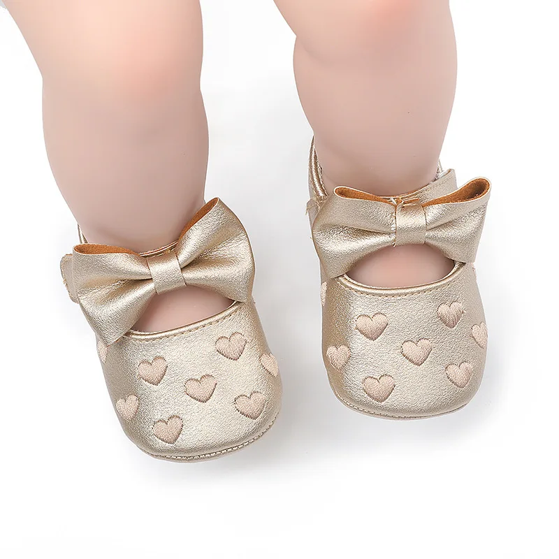 Zapatos de vestir de princesa con lazo para bebé recién nacido, suela suave de algodón, planos para cuna de 0 a 18 meses, 1 par