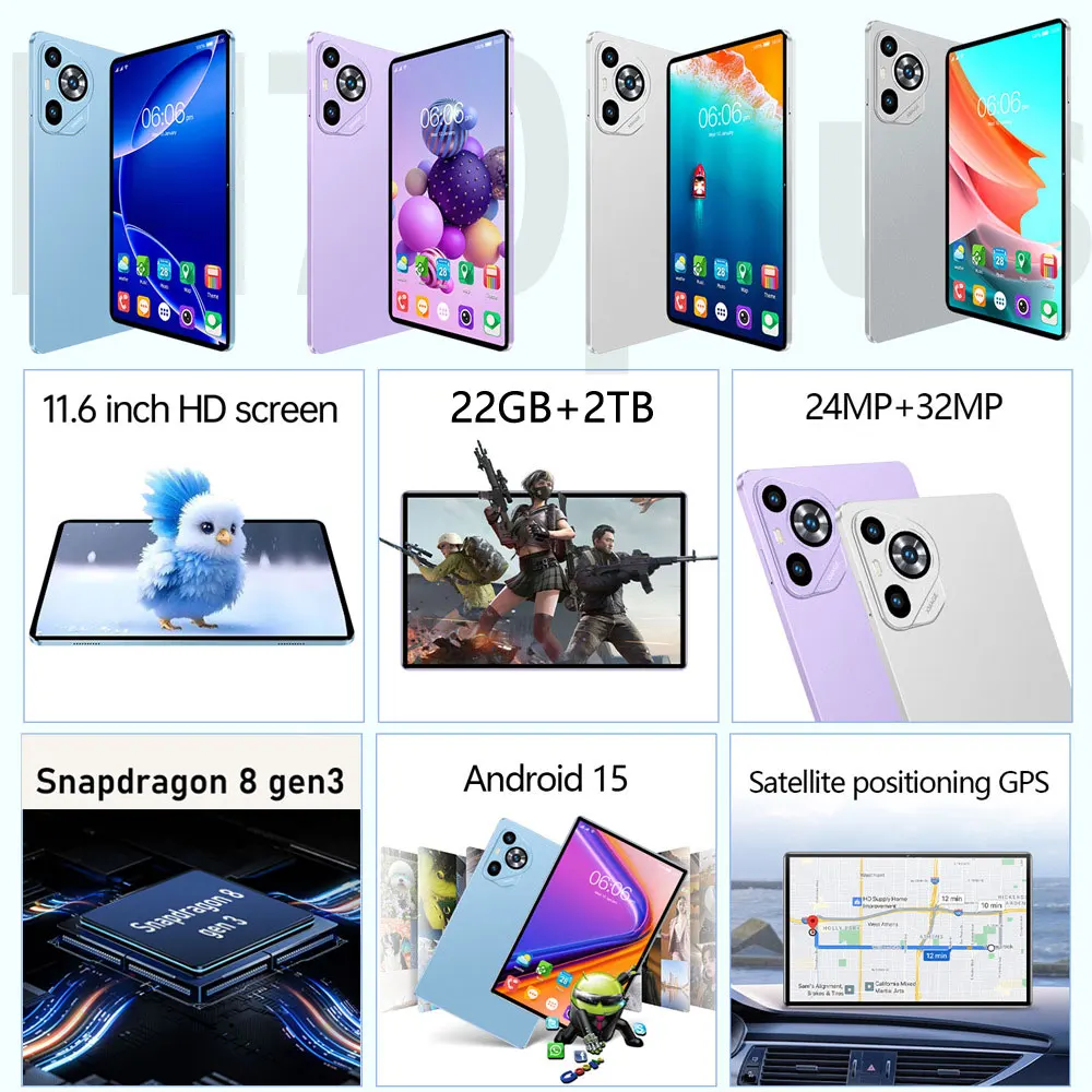 NEW M70 Plus Tablet Android 15 Original 11.6inch Tablets 5G Dual